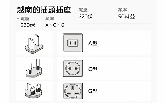 越南插座與轉接頭示意圖