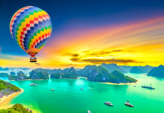 下龍灣熱氣球與海景示意圖